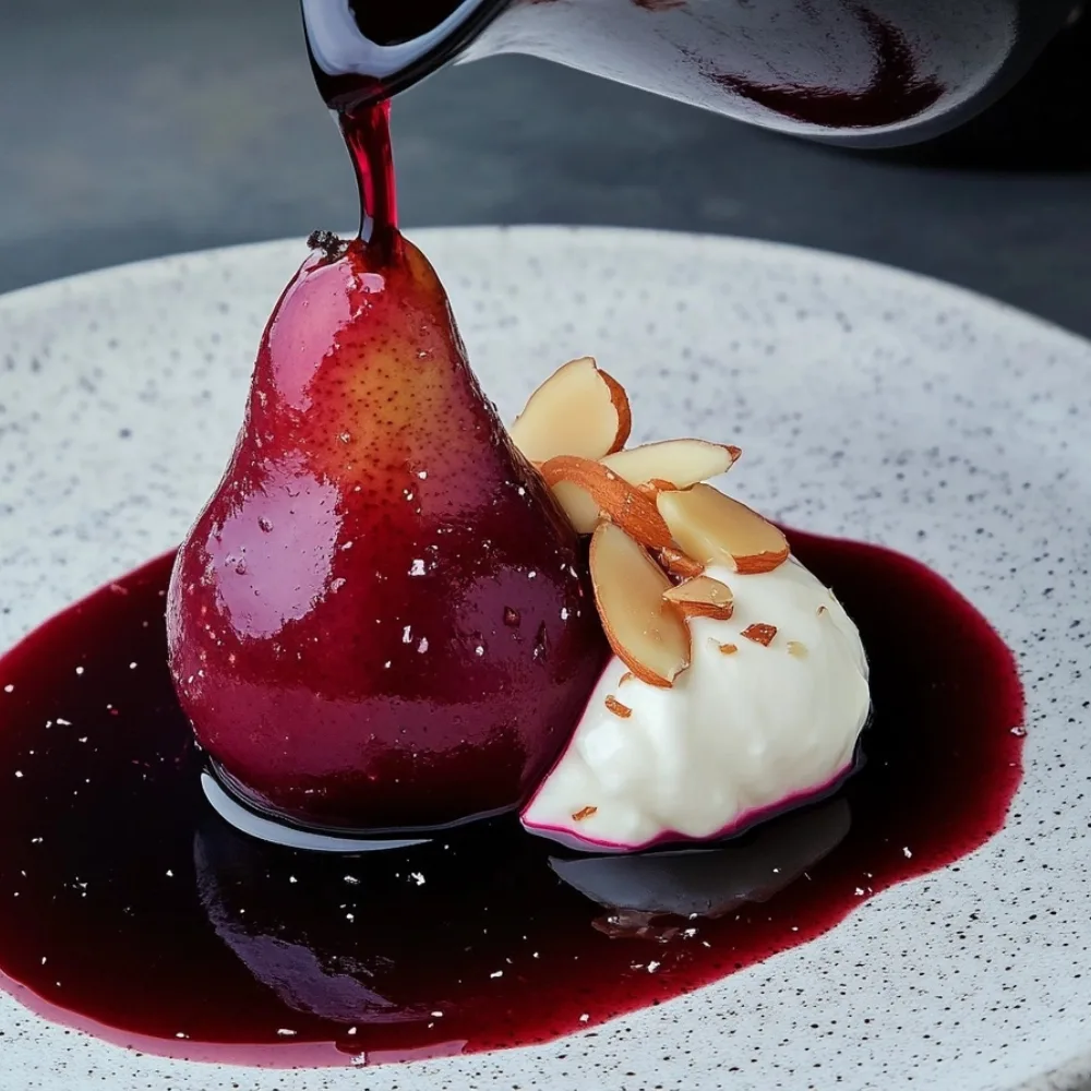 Red Wine Poached Pears