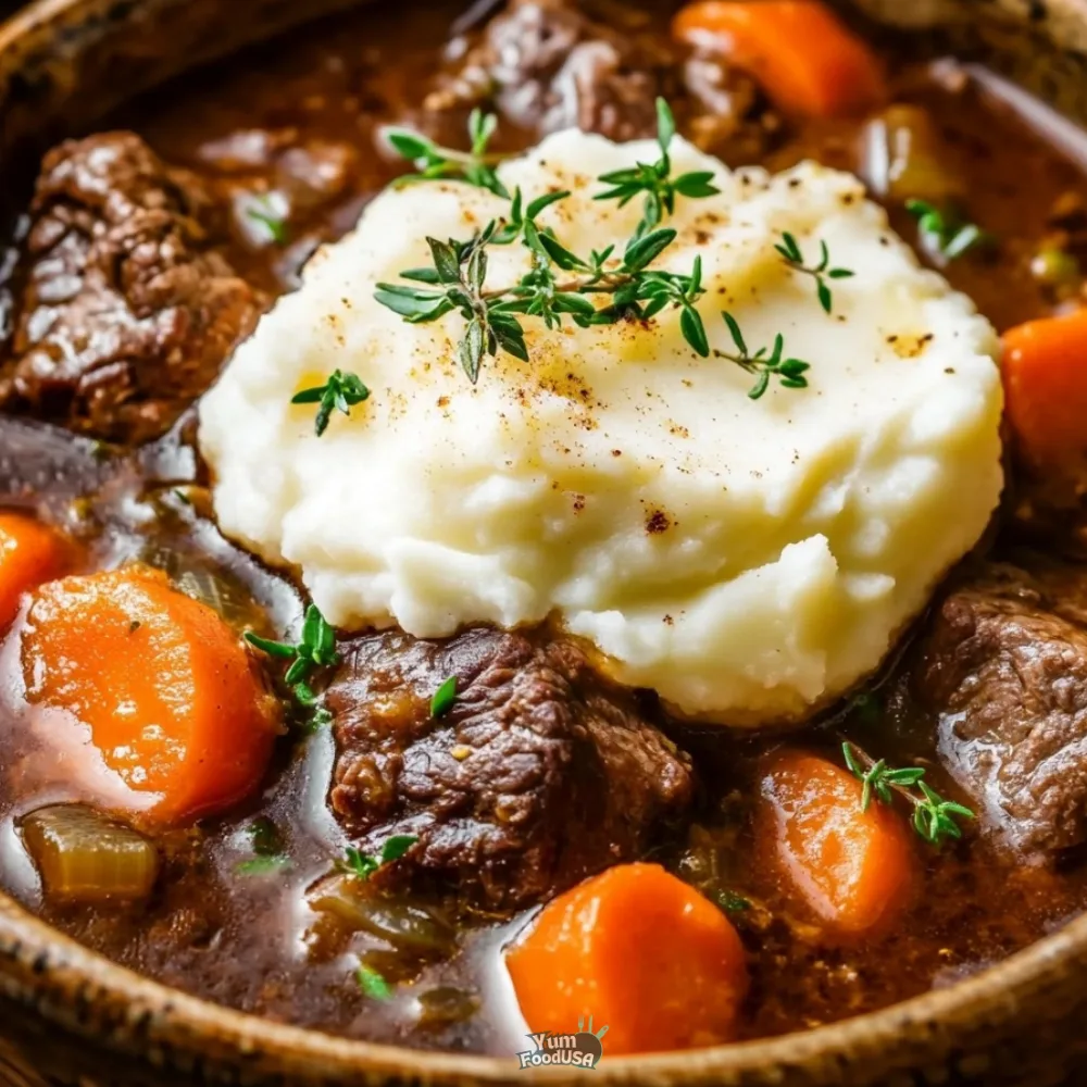Guinness Beef Stew with Mashed Potatoes