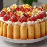 No-Bake Strawberry Ladyfinger Cake
