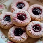 Blackcurrant Thumbprint Cookies with Berry Dust