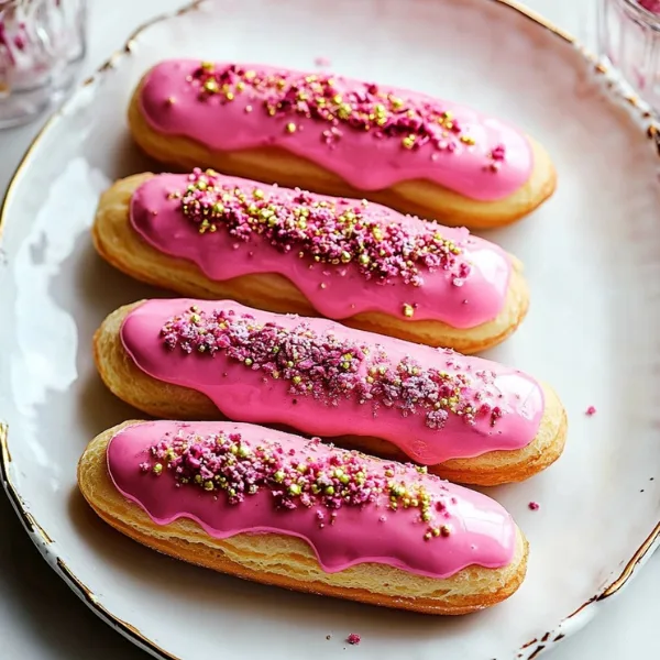 Raspberry Pistachio Eclairs