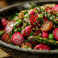 Roasted Asparagus and Radishes with Mustard Vinaigrette