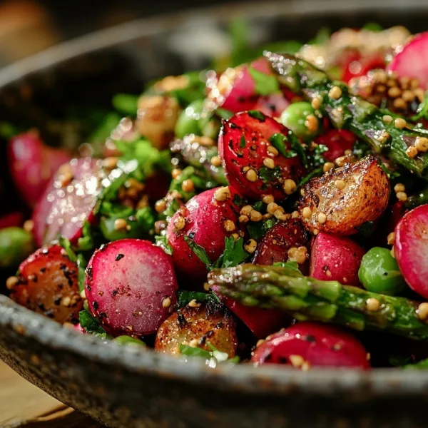 Roasted Asparagus and Radishes with Mustard Vinaigrette