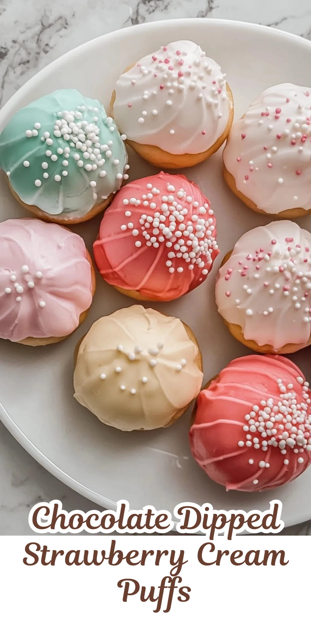 Chocolate Dipped Strawberry Cream Puffs