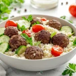Spring Couscous Salad with Vegan Meatballs