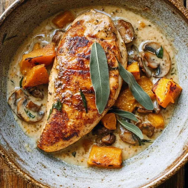 Chicken in Butternut Squash Mushroom Cream Sauce