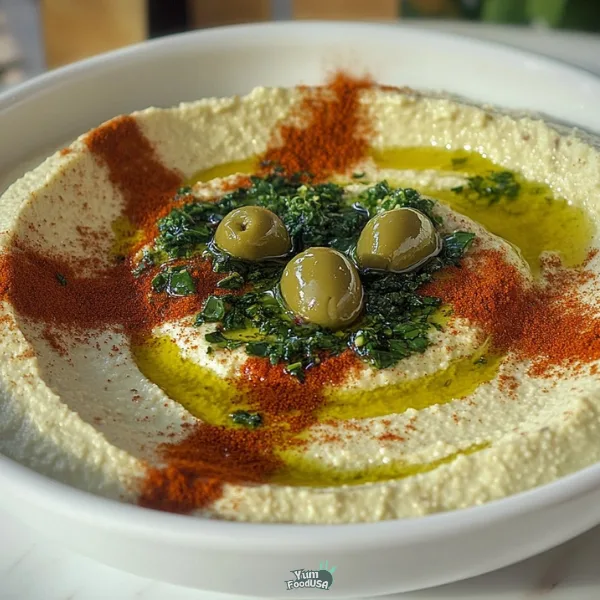 Basil Pesto Hummus with Pita Bread