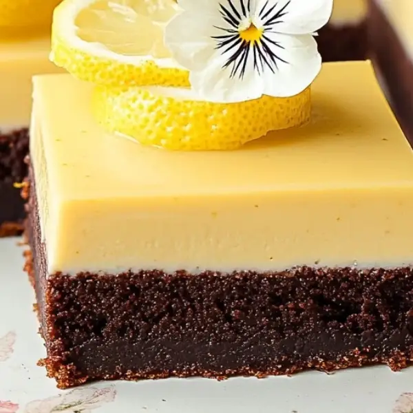 Earl Grey Brownies with Lemon Panna Cotta
