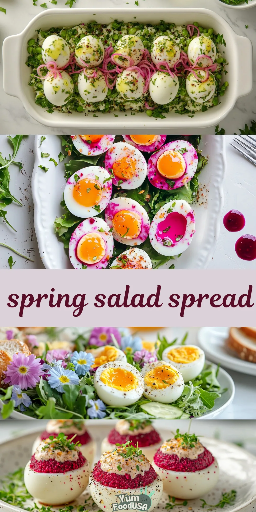 Spring Salad Spread with Jammy Mignonette Marinated Eggs