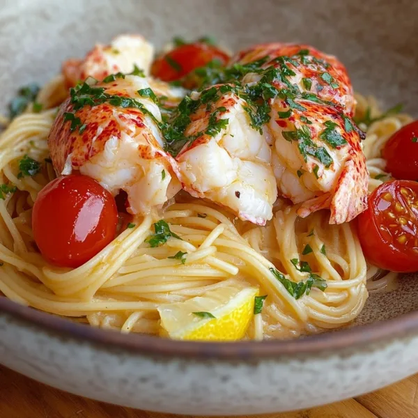Buttered Lobster Pasta with Cherry Tomatoes and Garlic
