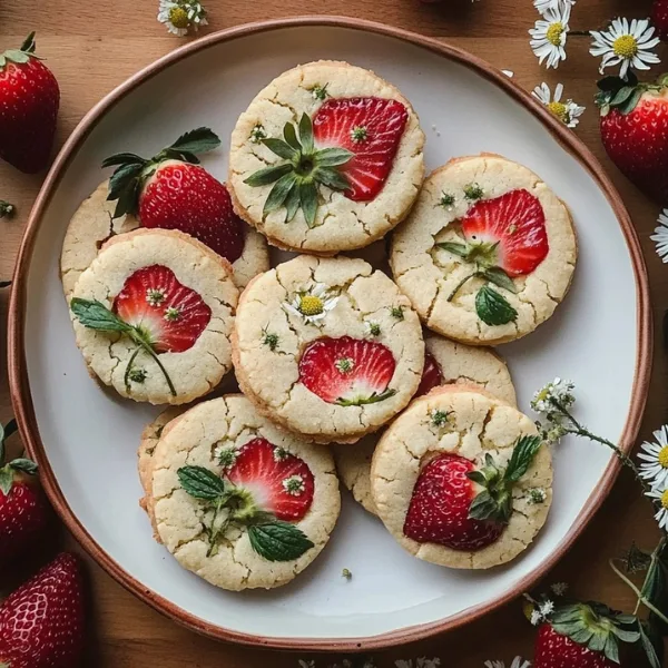 Strawberry Chamomile Shortbread Cookies