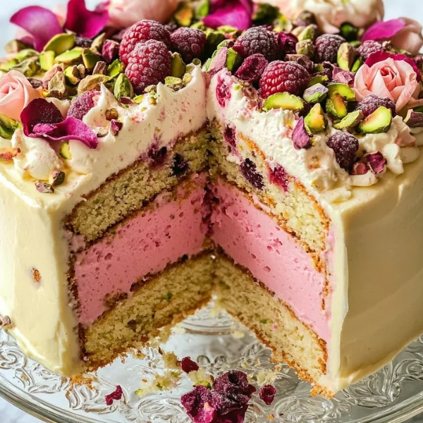 Rose & Raspberry Pistachio Layer Cake