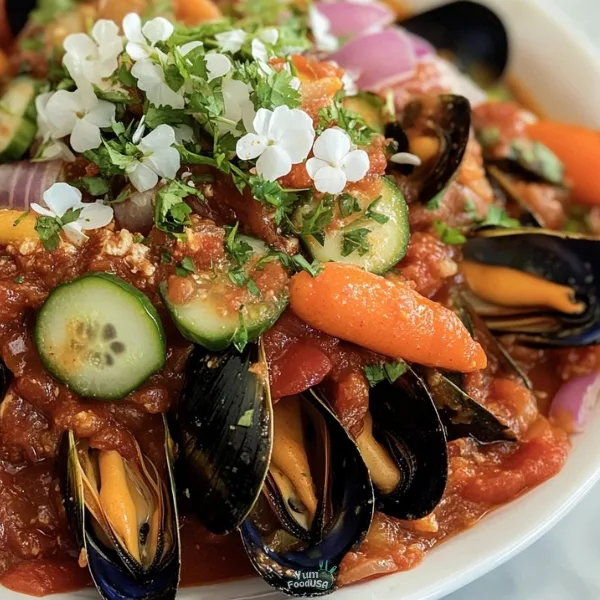 Chilled Spicy Mussels with Pickled Vegetables