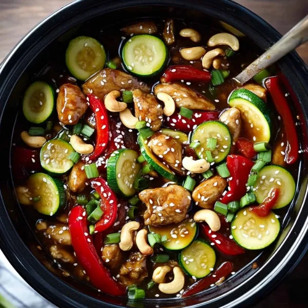 Slow Cooker Spicy Veggie Cashew Chicken