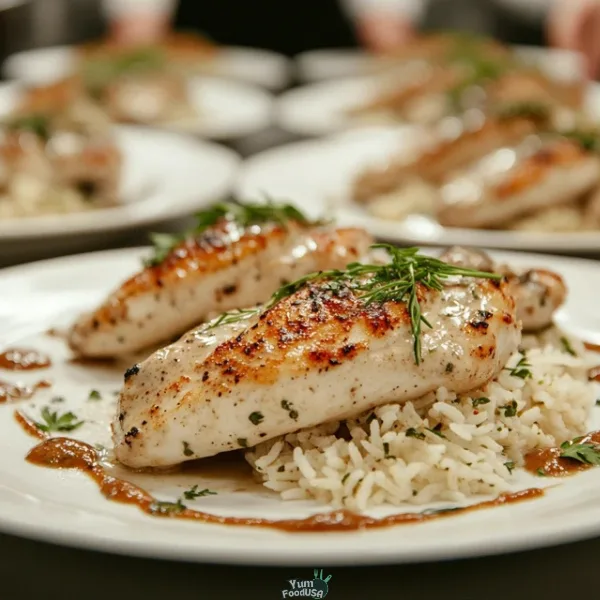 Creamy Mushroom Chicken with Herbed Rice