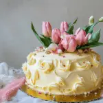 Dome Cake with Spring Pink Tulip Garnish