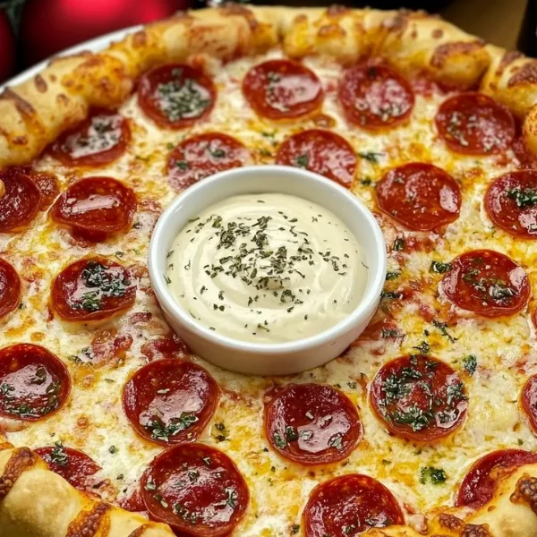 Thick Crust Pepperoni Cheese Pizza with Garlic Dip
