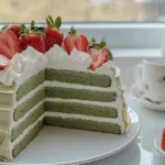 Matcha Strawberry Mille Crêpe Cake