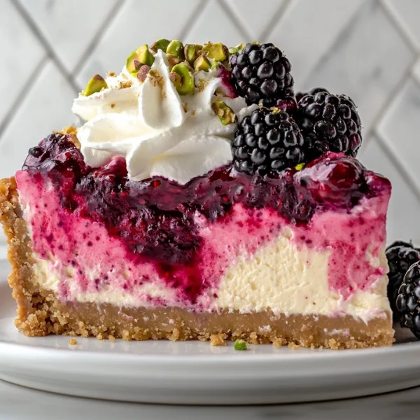 Pistachio & Blackberry Cheesecake