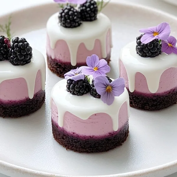 Mini Blackberry Mousse Cakes