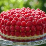 Raspberry Covered Vanilla Cream Cake