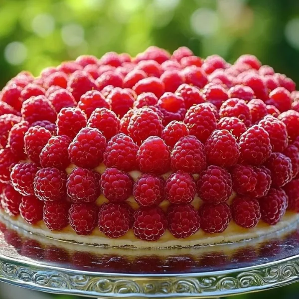 Raspberry Covered Vanilla Cream Cake