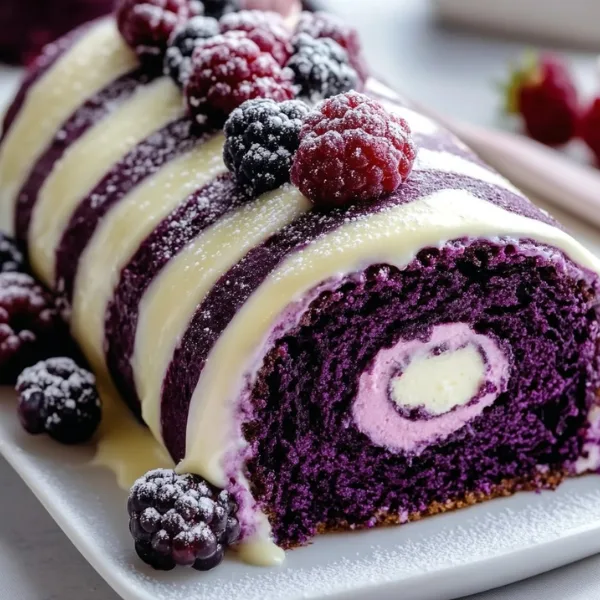 Purple Velvet Cake Roll with Cream Cheese Filling
