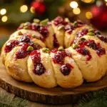 Raspberry Pistachio Wreath Bread