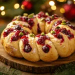 Raspberry Pistachio Wreath Bread