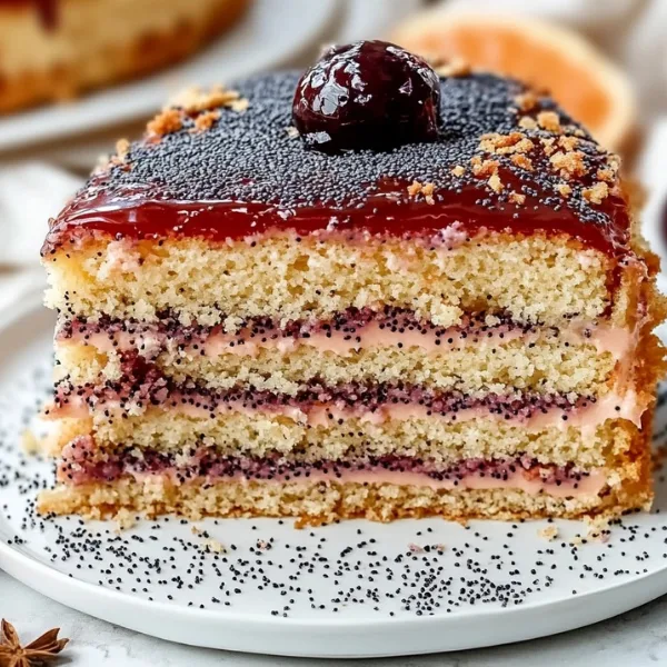 German Orange Poppy Seed Sheet Cake with Plum Butter