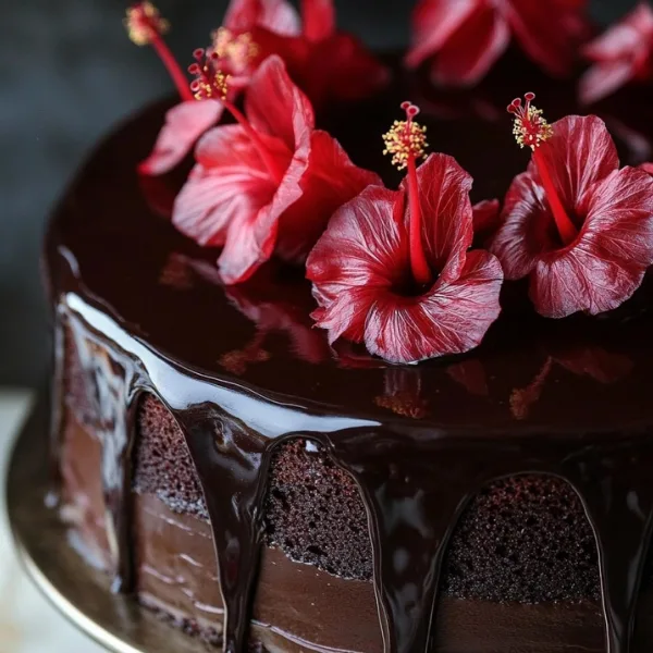 Chocolate Cake with Hibiscus Curd