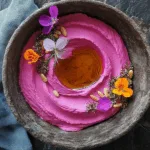 Beetroot Hummus with Pine Nuts & Zaatar