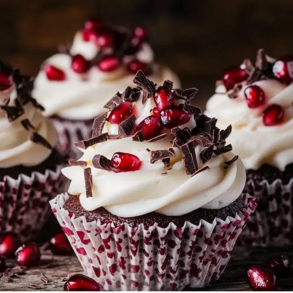 Pomegranate Chocolate Cupcakes