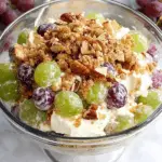 Creamy Grape Salad with Brown Sugar Pecan Topping