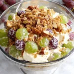 Creamy Grape Salad with Brown Sugar Pecan Topping