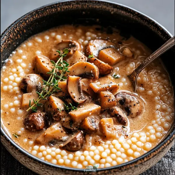 Creamy Mushroom & Pearl Couscous Soup