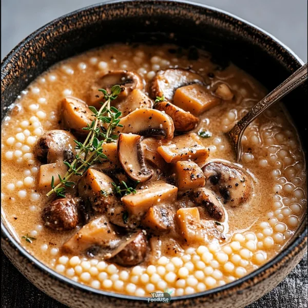 Creamy Mushroom & Pearl Couscous Soup