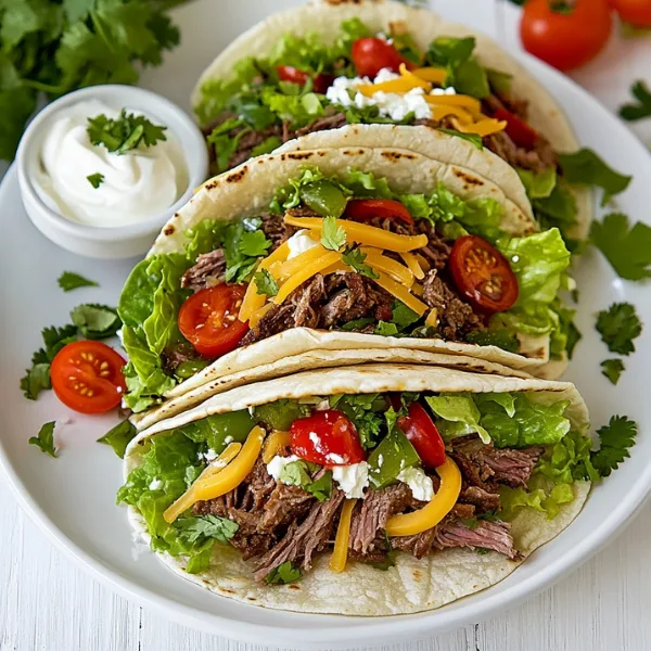 Banana Pepper Shredded Roast Beef Soft Tacos