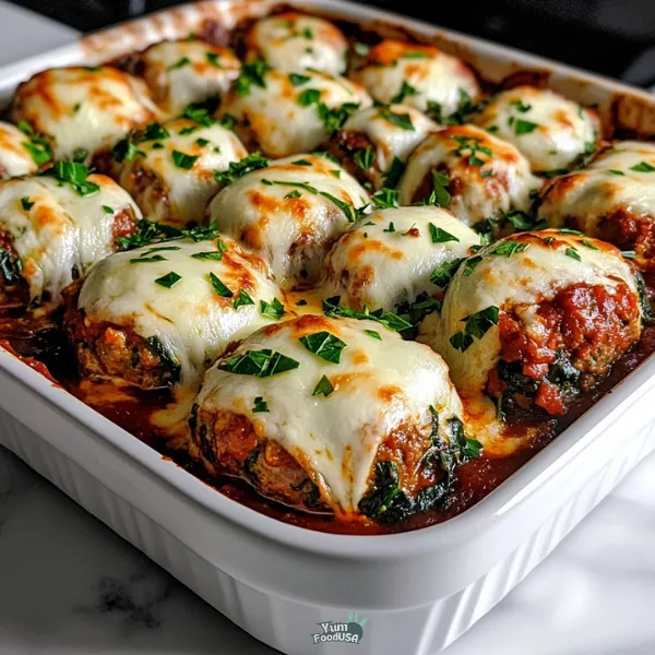 Spinach Garlic Meatballs Stuffed with Mozzarella