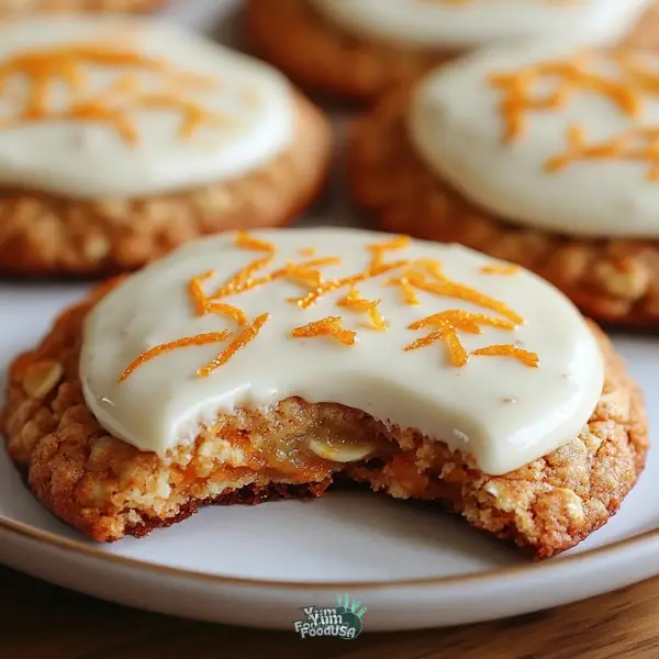 Healthy Carrot Oatmeal Cookies with Yogurt Frosting