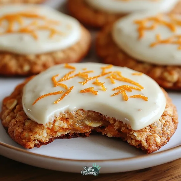 Healthy Carrot Oatmeal Cookies with Yogurt Frosting