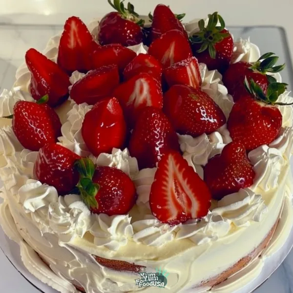 Fluffy and Moist Strawberry Cream Cake