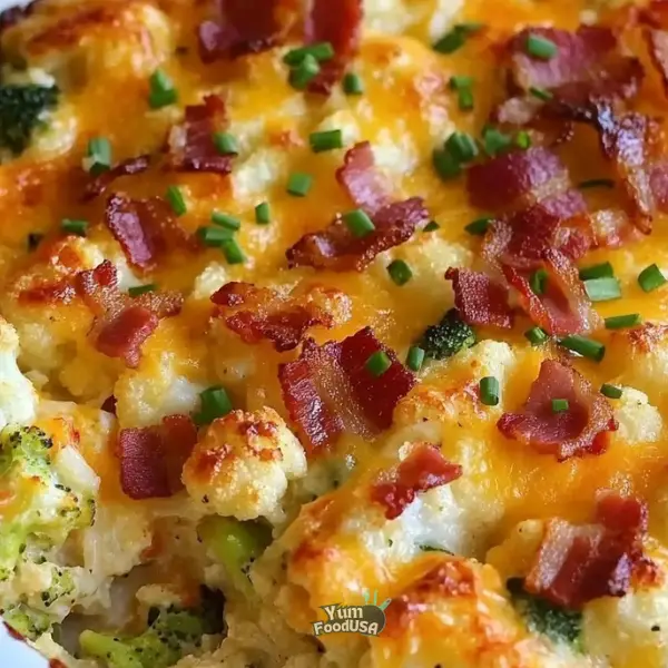 Loaded Cauliflower & Broccoli Casserole