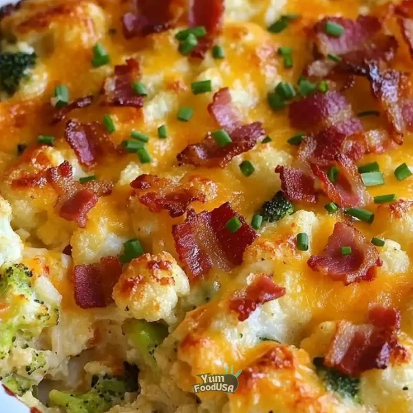 Loaded Cauliflower & Broccoli Casserole