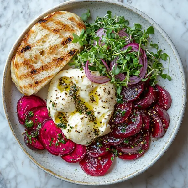 Burrata with Roasted Beets & Grilled Bread