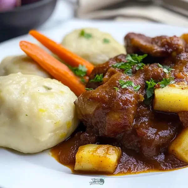 Cassava Dumplings with Stewed Chicken