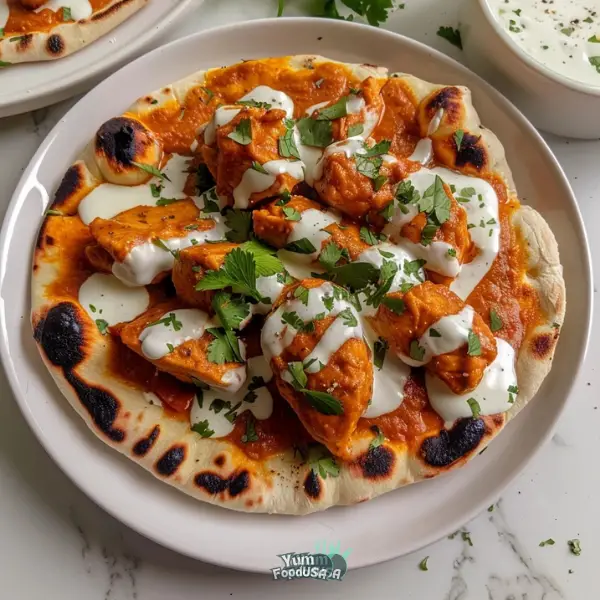 Butter Chicken Naan Pizza