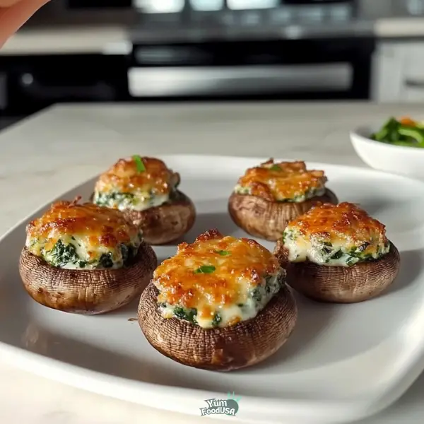 Cheesy Spinach Stuffed Mushrooms