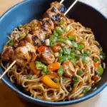 Canton Noodles with Chicken Skewers