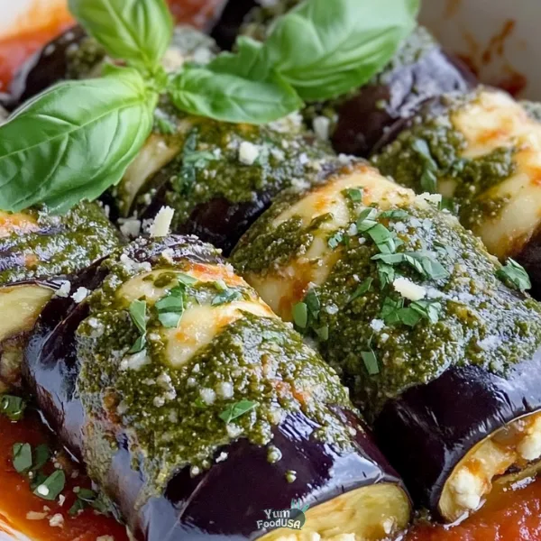 Eggplant Rollatini with Ricotta and Pesto